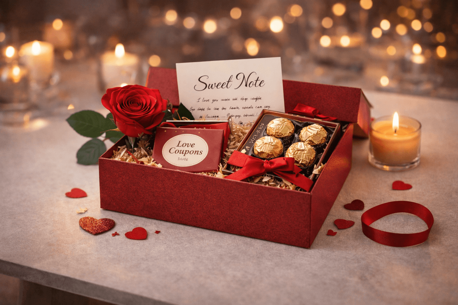 I Like You package gift box with rose, chocolates, and a note