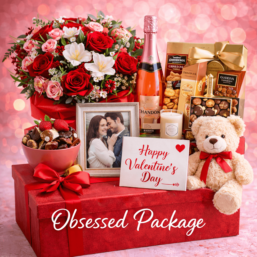 The Obsessed package gift box with luxe extras and a candle